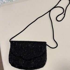 Elegant Black Beaded Women's Bag